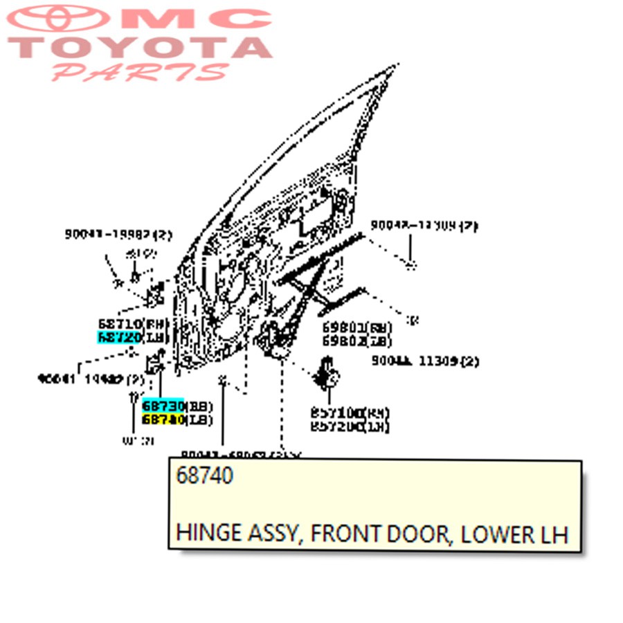 Engsel Pintu Hinge Assy Atas Depan Kiri Rush Terios 68720-BZ030