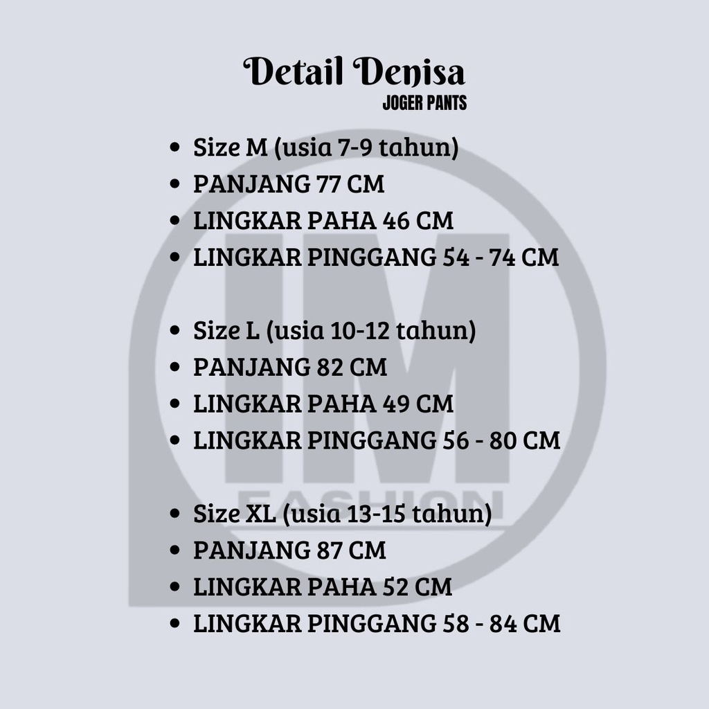 Celana Jogger Anak Perempuan 7-15 Tahun / Celana Jeans Anak Perempuan