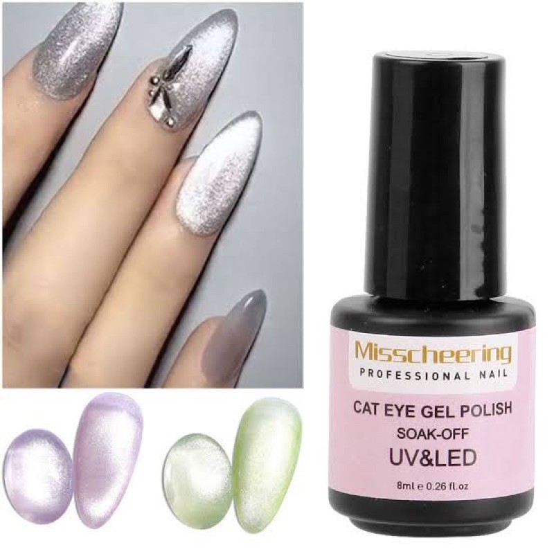 MISCHEERING 9D SILVER CAT EYE GEL POLISH KUTEK CAT EYES MATA KUCING SILVER GEL POLISH