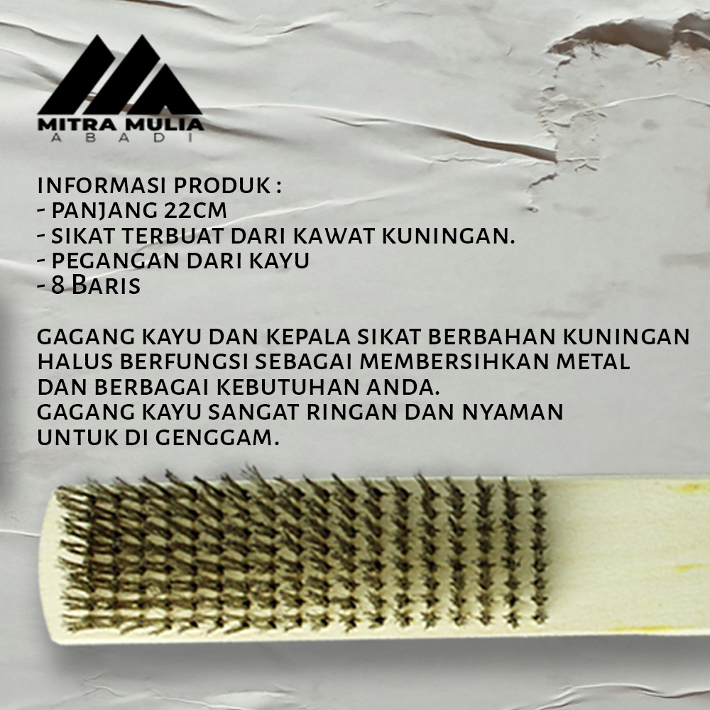 Sikat Kawat Kuningan 8 Baris l Eagle l Wire Brush Gagang Kayu