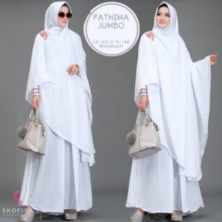  Baju  Gamis  Syari Syar i Premium Fathima Set Khimar Jumbo  