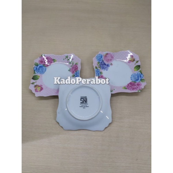 piring tatak persegi motif - piring tatakan gelas - piring tatak 1set