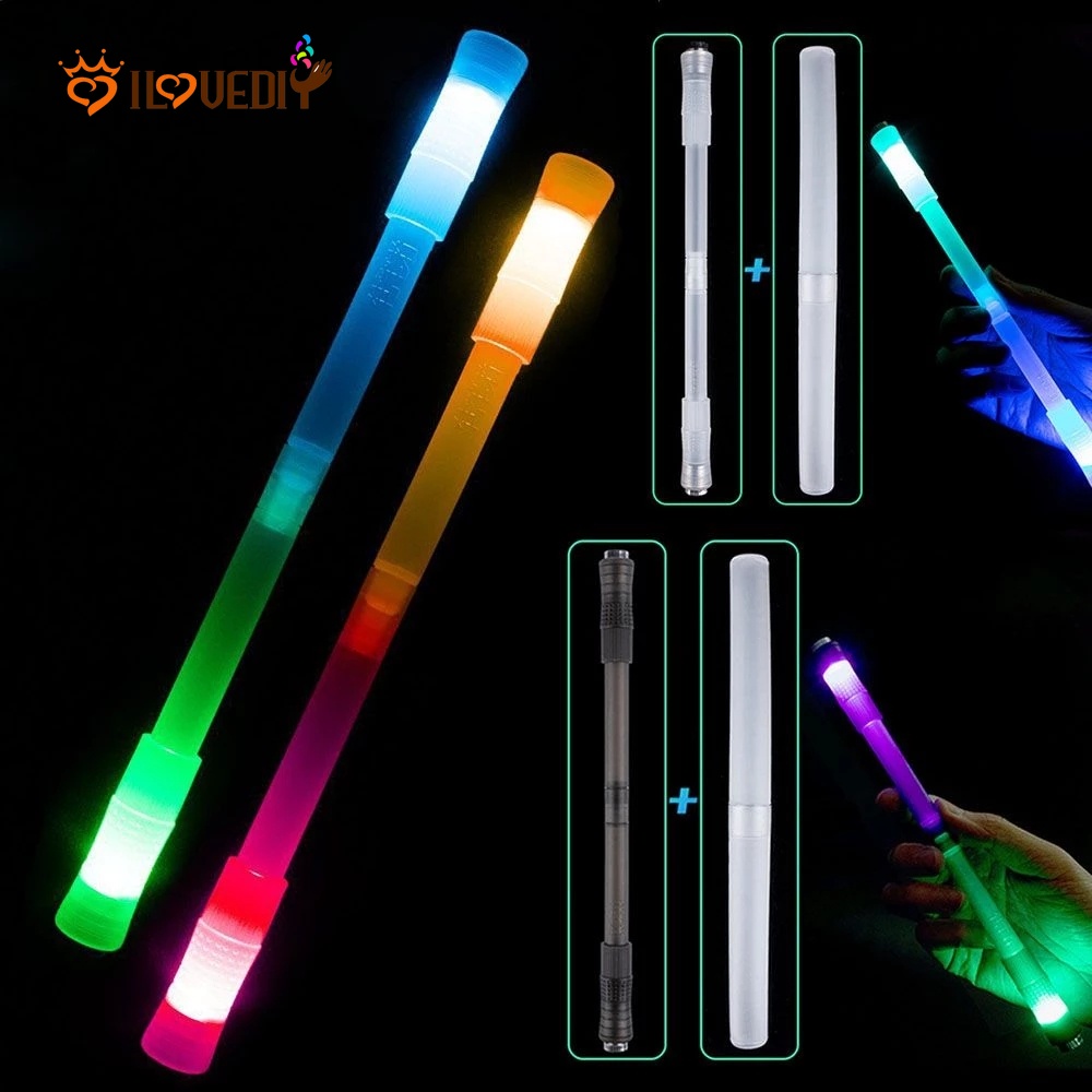 1pc Mainan Spinner LED Flash Pen Multifungsi Anti slip Dengan Tabung Penyimpanan Untuk Anak