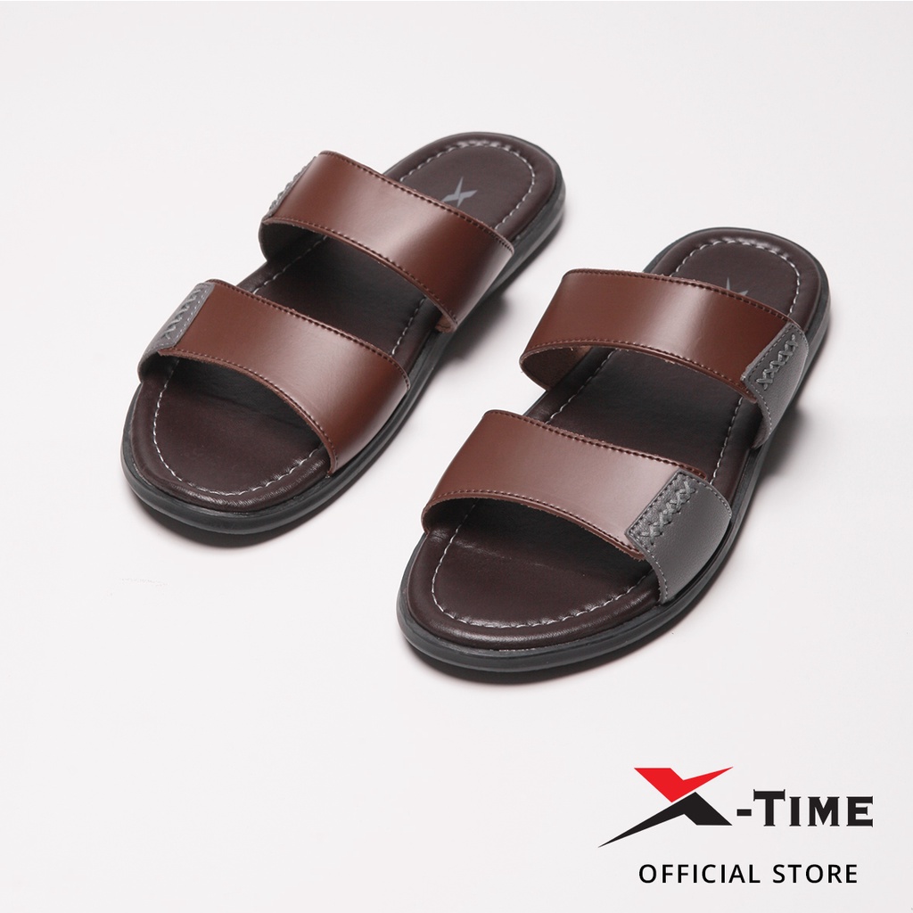 X-Time Sandal Pria Kulit Agano Man Strap 02-Brown