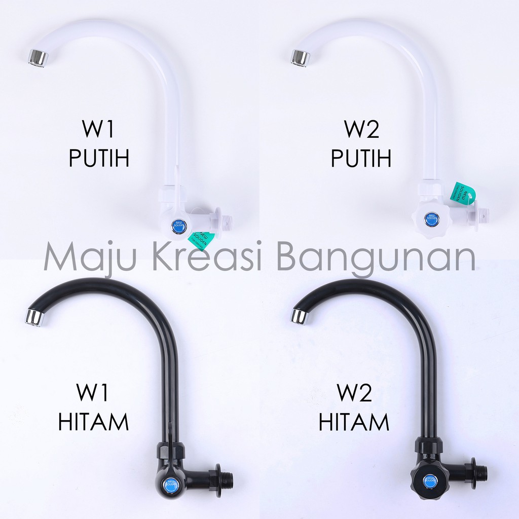 Kran Angsa Tembok PVC New Soligen Keran Air Cuci Piring Sink Dapur W1 W2 Hitam Putih