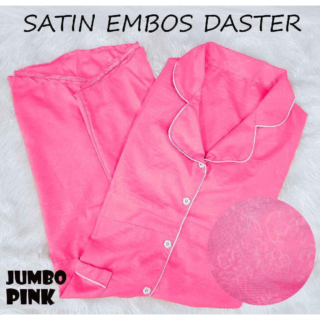 FortKlass MIX PP DST Satin Embos Baju Tidur Daster Wanita Lengan Pendek Sleepwear Saten-PINK DASTER E