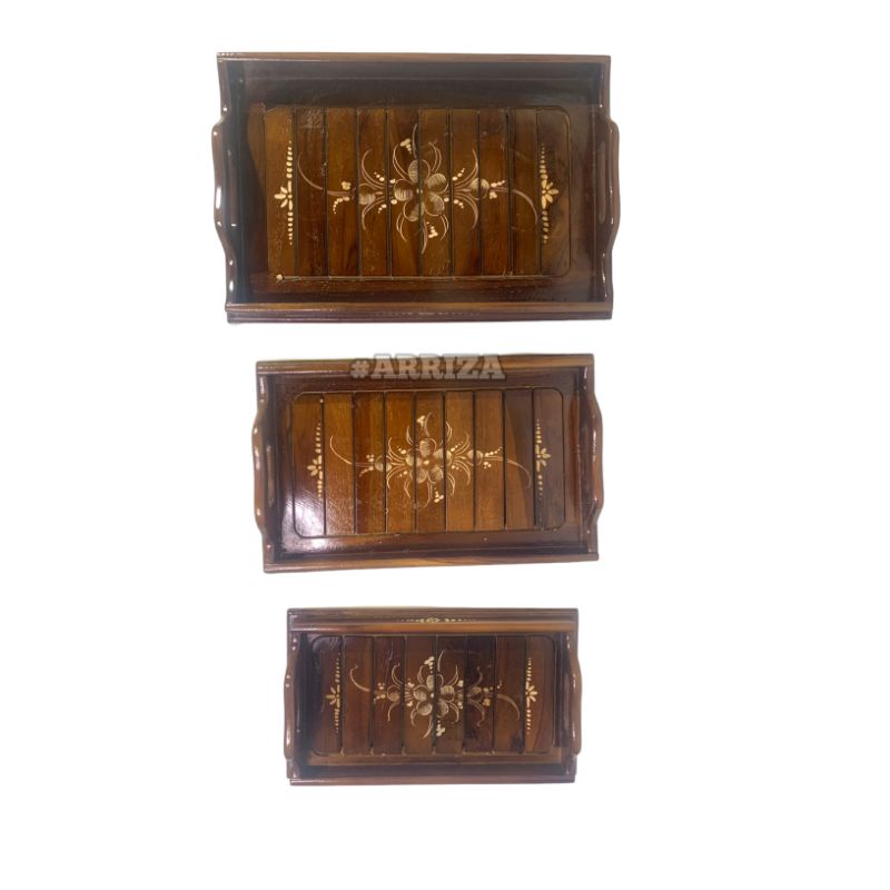 NAMPAN / BAKI /  WOODEN TRAY / NAMPAN KAYU MODEL GAMBANGAN KOTAK DARI KAYU JATI ASLI