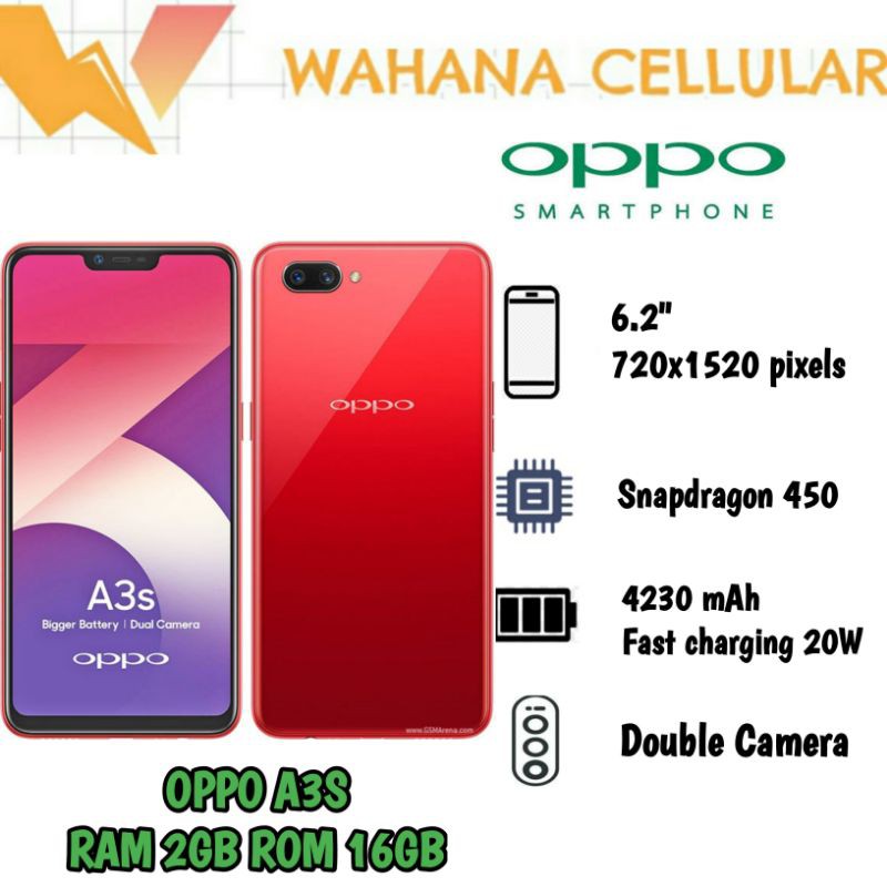 HP TERBARU OPPO A3S RAM 2GB ROM 16GB GARANSI RESMI - OPPO A3S 2/16GB - OPPO A3S 2GB+16GB GRS RESMI