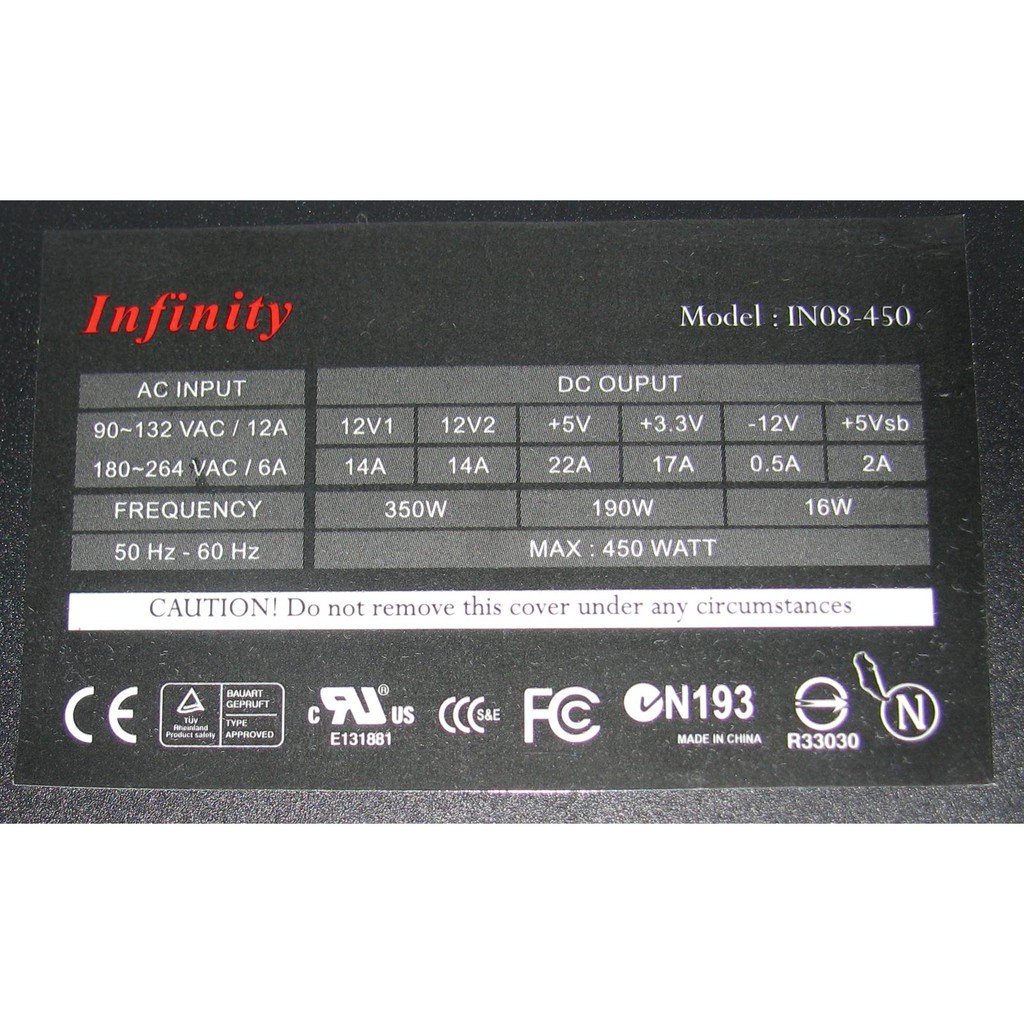 Psu Infinity  450 w PSU POWER SUPPLY INFINITY