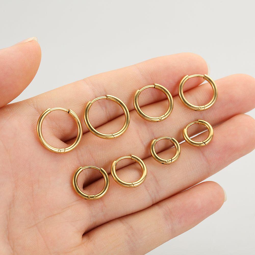 Suyo Anting Hoop Pesta Warna Emas Statement Huggie Stud