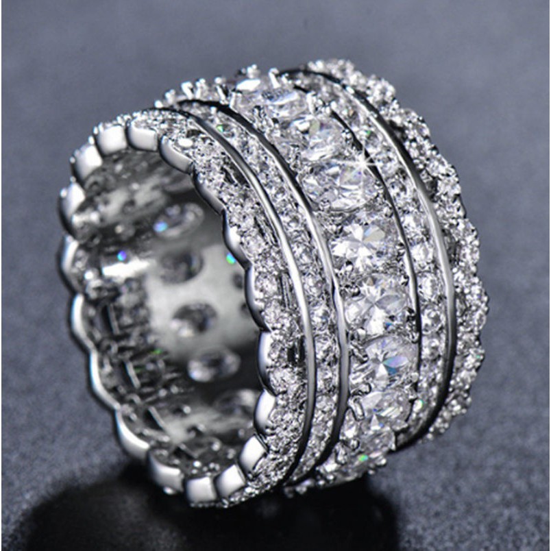 SEUSUK  Cincin Kawin / Tunangan Hias Batu Safir Putih Alami untuk Wanita