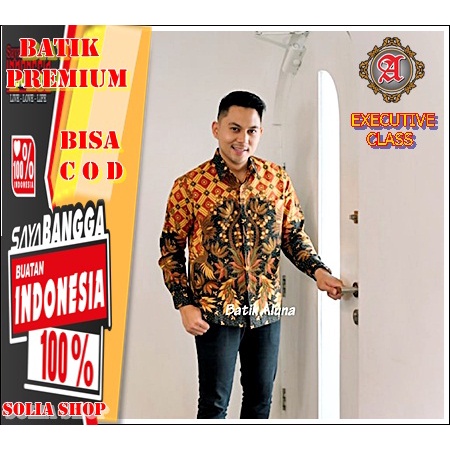 W095 Baju Batik Pria Kemeja Undangan Pesta Kerja Lengan Panjang  Premium Original