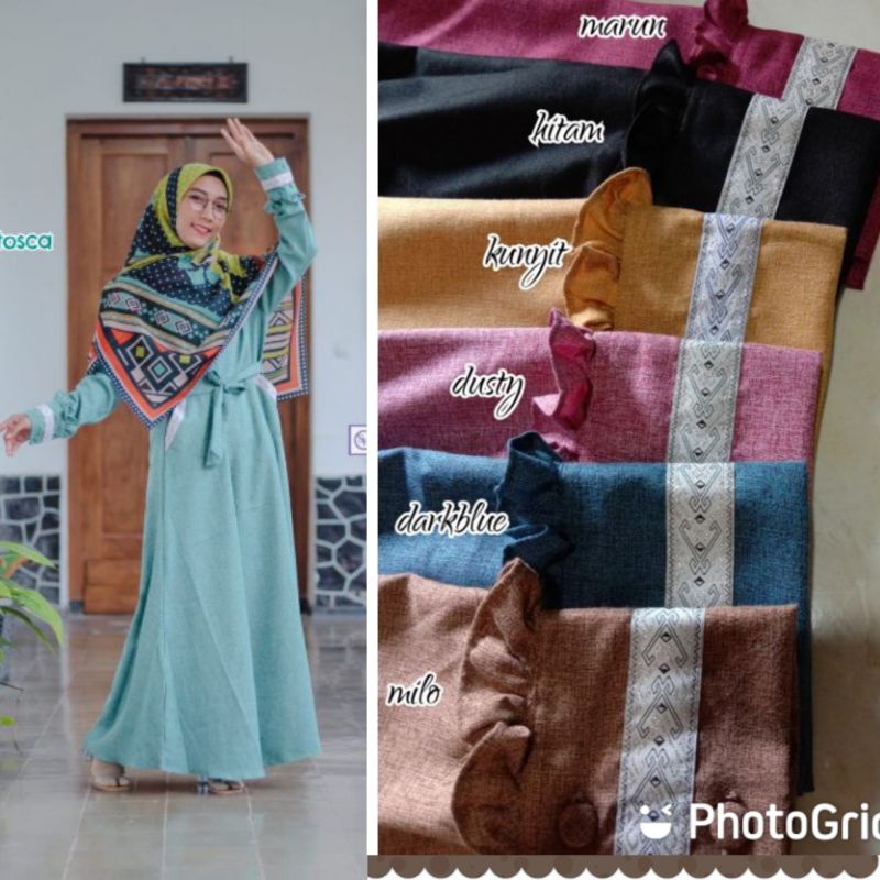 Zida dress matt katun madina original sada hijab s m l xl / gamis katun madina zaida sada hijab