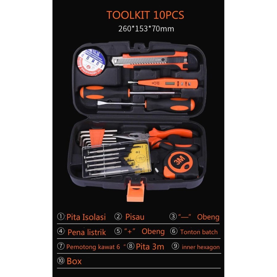 Toolset Toolkit Toolbox Tool Set Tool Kit Repair Kit Home DIY 10pcs