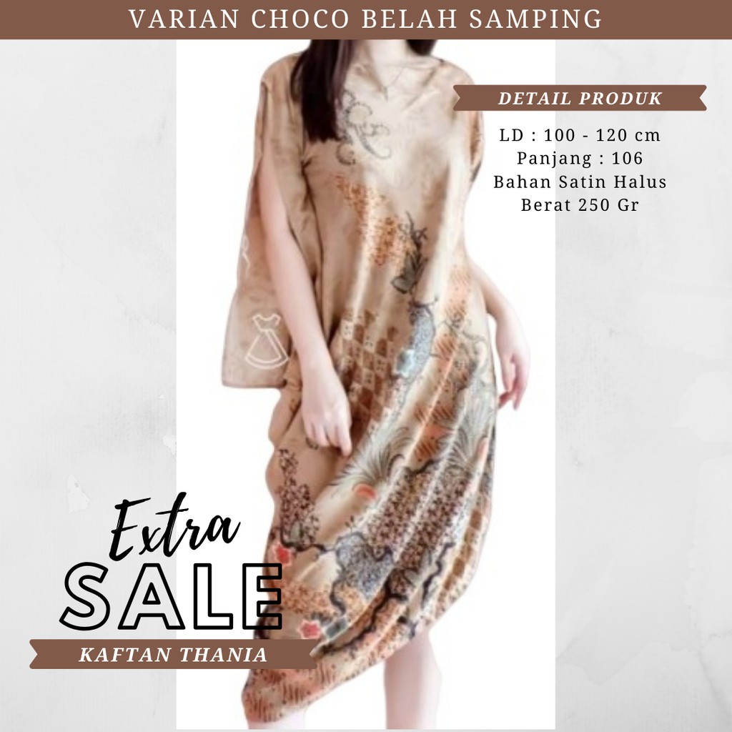 Dress Kondangan Thania Pesta Satin Modern Batik Kaftan Perempuan Cewek Remaja Baju Simpel Mewah I6X9