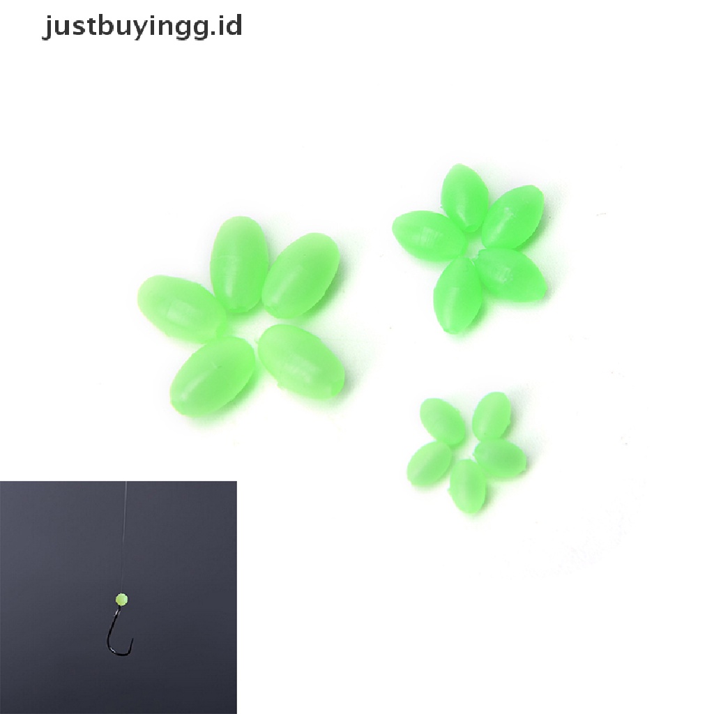 (Justbuyingg.Id) 100pcs Manik-Manik Glow In The Dark Bentuk Oval 5mm / 8mm / 10mm Untuk Membuat Umpan Pancing