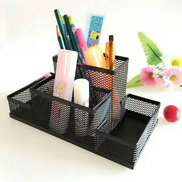 

Desk Set BESI Tempat Pensil Pen Meja 4 Sekat