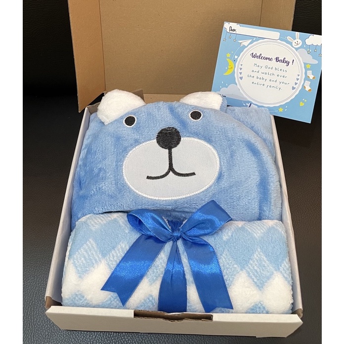 Hampers baby newborn | Kado bayi | Hadiah lahiran | Hampers selimut bayi | Hampers bayi cewe | Hampers bayi cowo-Selimut HK - Biru