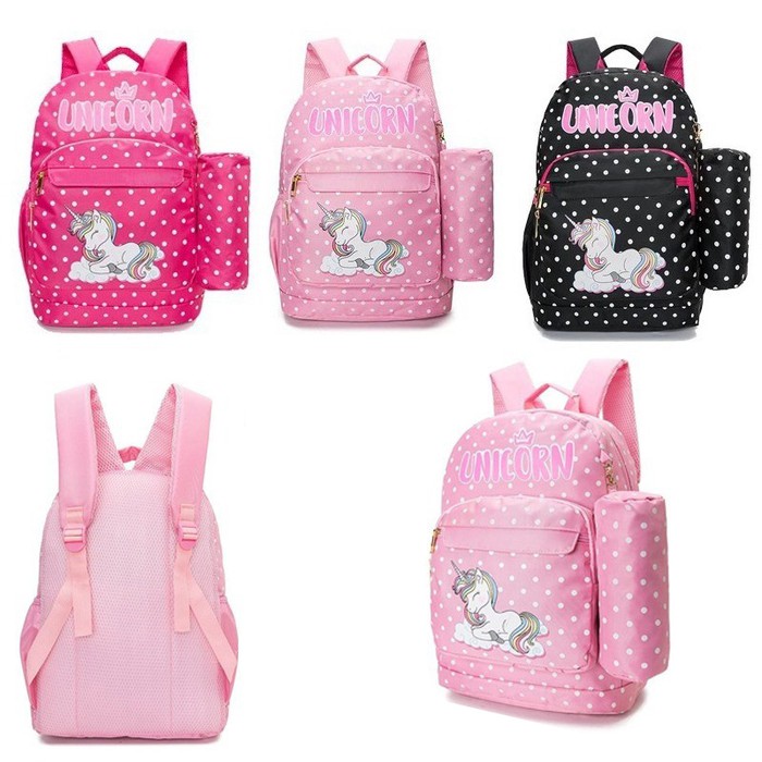 TAS Ransel Anak SD Perempuan IMPORT Motif UNICORN + Free Dompet