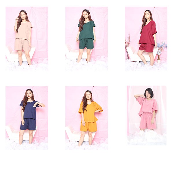 Setelan Polos Basic Oversize Korean Lucu Atasan Wanita