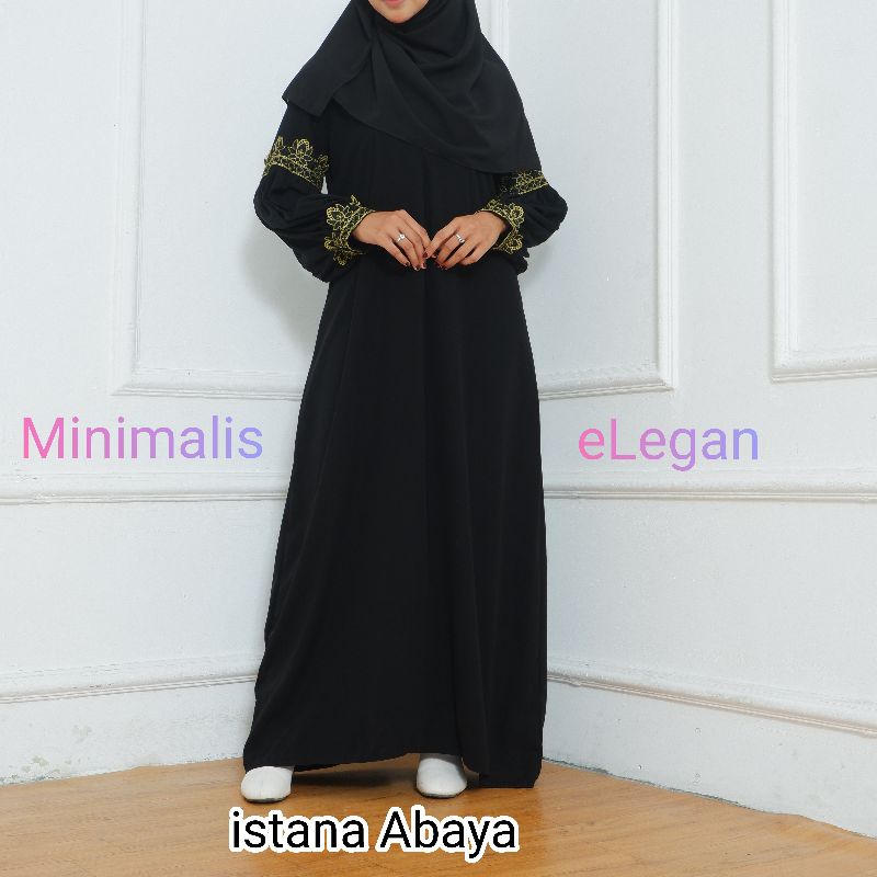 baru lagi abaya aplikas renda Syria elegan terbaru dari istana abaya Cantik &amp; mewah aksen lengan balon dg tgn kancing , CANTIK ka!