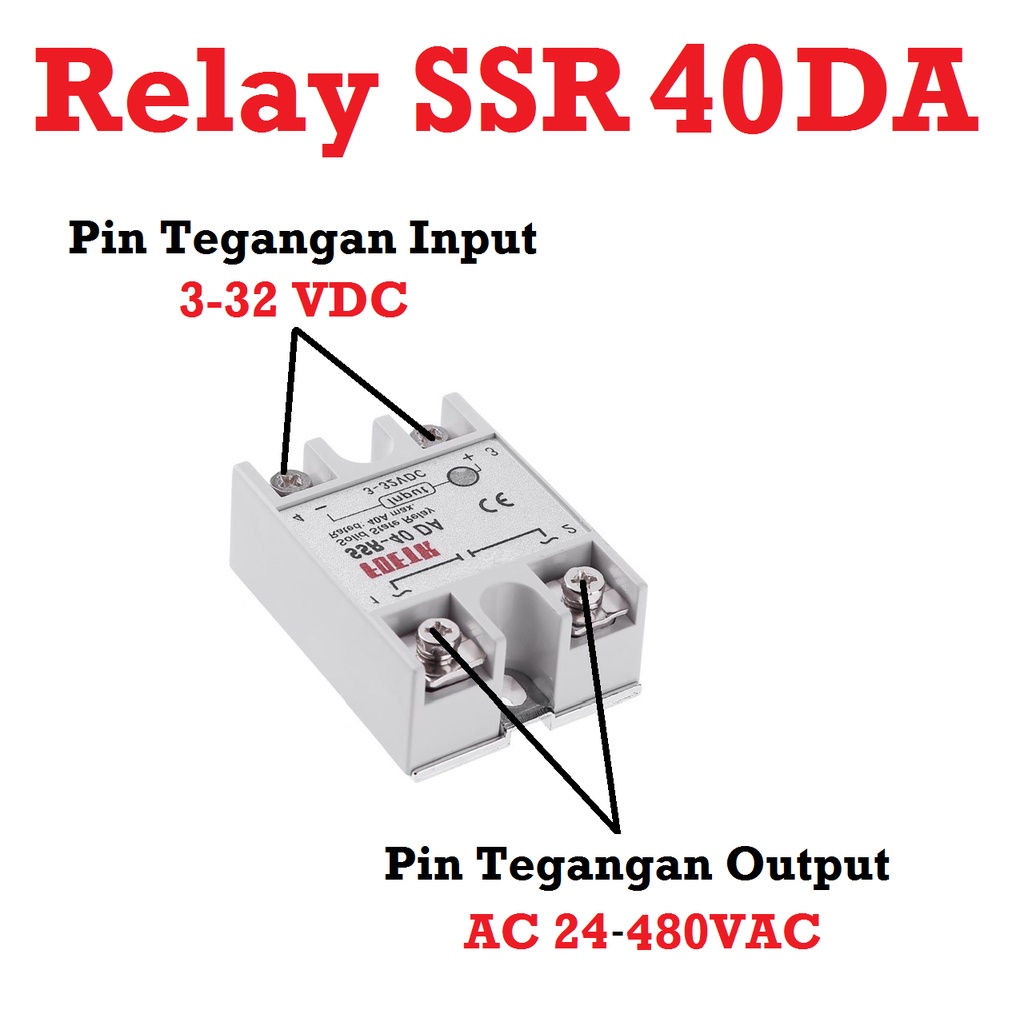 [HAEBOT] Relay Saklar SSR 40DA 40A 3-32VDC 24-380VAC 3-32V DC 24-380V AC Elektromagnetik Switch Coil CNC