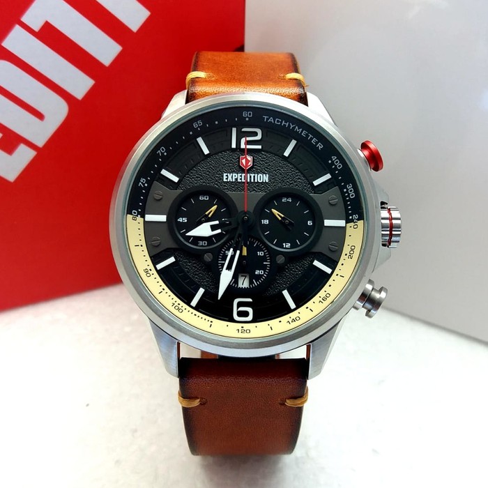 Jam Tangan Pria Expedition Exp 6796 Silver Black Original Ori Garansi