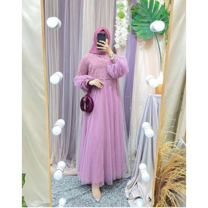 Gamis Brokat Lebaran Terbaru 2022 Dress Pesta Natal India Elegan Mewah Casual Kondangan Jumbo Maxi S