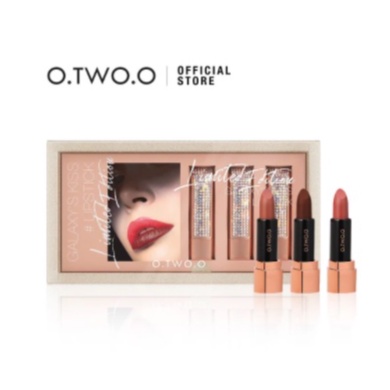 O Two O 3pcs Set Lipstick Matte Anti Air Tahan Lama DJ LE002