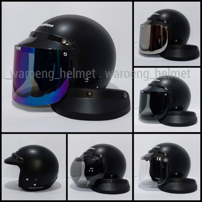 HELM BOGO CARGLOSS ORY HITAM DOP SET KACA DATAR/CEMBUNG DAN PET