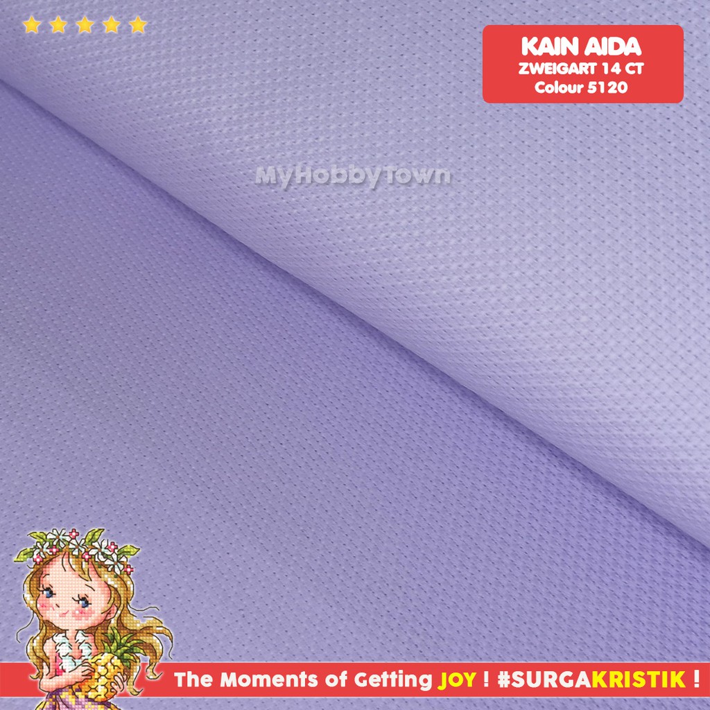 Kain Sulam Kristik Strimin Stern Aida 14ct Zweigart Art 3706 - 5120 Lavender Ungu Purple