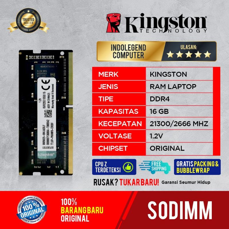 Kingston sodim ddr4 16gb pc21300 2666mhz