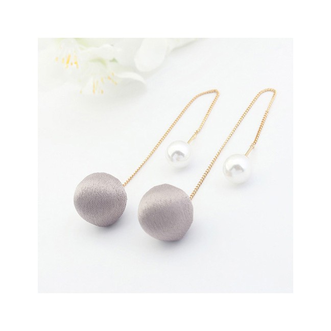 LRC Anting Tusuk Elegant Ball&amp;pearl Decorated Color Matching Simple Long Earrings