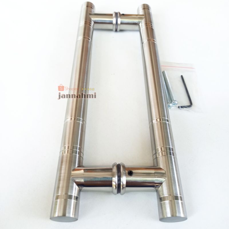 handle pintu stenlis baut tembus dop lis glosi 35cm