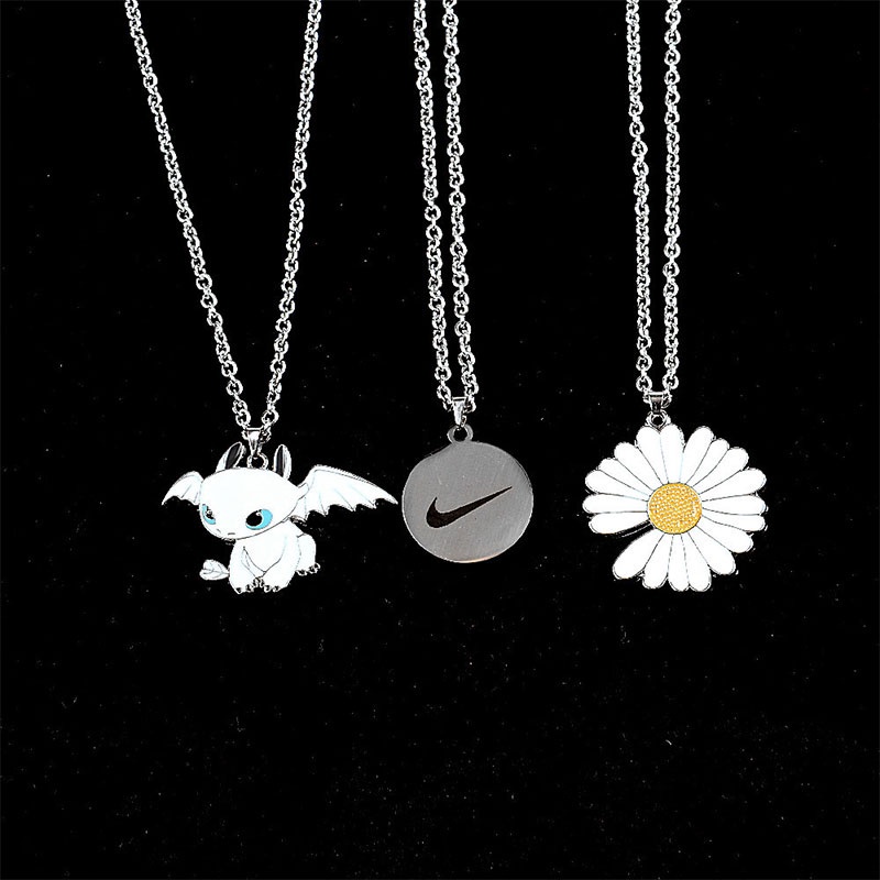 COD Kalung Wanita Korean fashion cincin Unisex Daisy Huruf-tik D Liontin Aksesoris Kalung Tergantung Hip hop Diputar Kalung