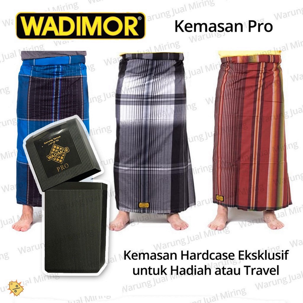 SARUNG WADIMOR PRO KEMASAN HARDCASE KAIN TENUN PREMIUM EKSKLUSIF MOTIF HITAM PUTIH WARNA SOUVENIR