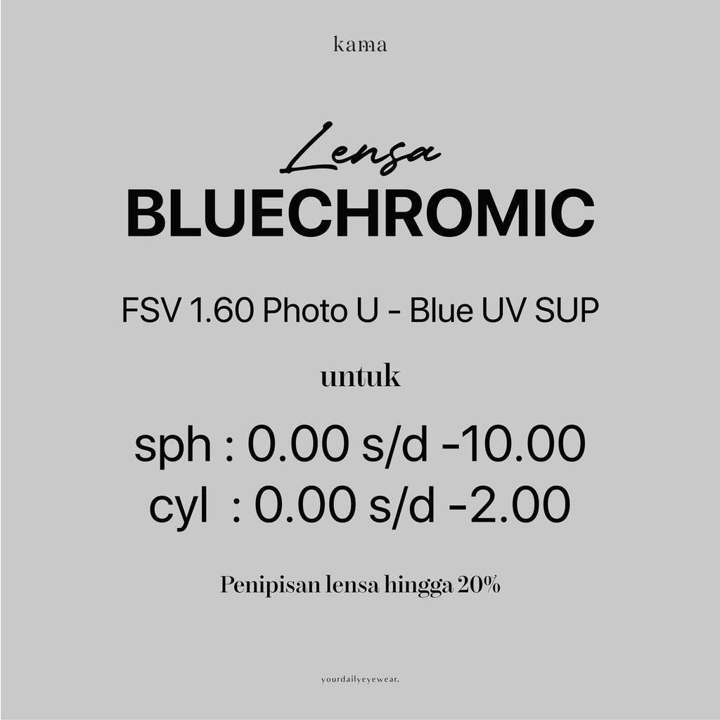 LENSA BLUECHROMIC PHOTOCHROMIC BLUE CUT HI BC
