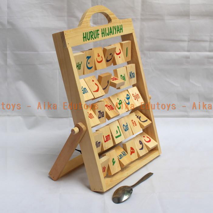  Mainan  Papan Hijaiyah Berdiri Kayu Huruf Hijayah Hijaiah 