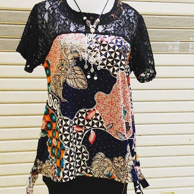blus batik stretch kombinasi brokat