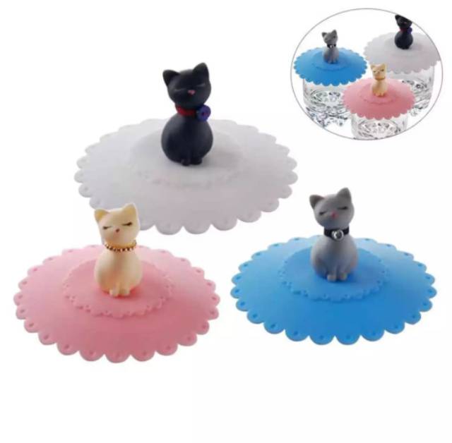 Tutup Gelas Silikon Made in Japan / Tutup Gelas Lucu Imut