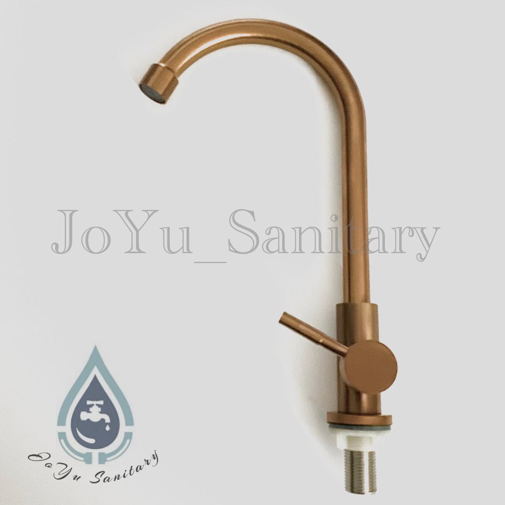 Kran angsa meja rose gold Stainless 304 Minimalis - kran air tanam cuci piring sink warna tembaga/E4