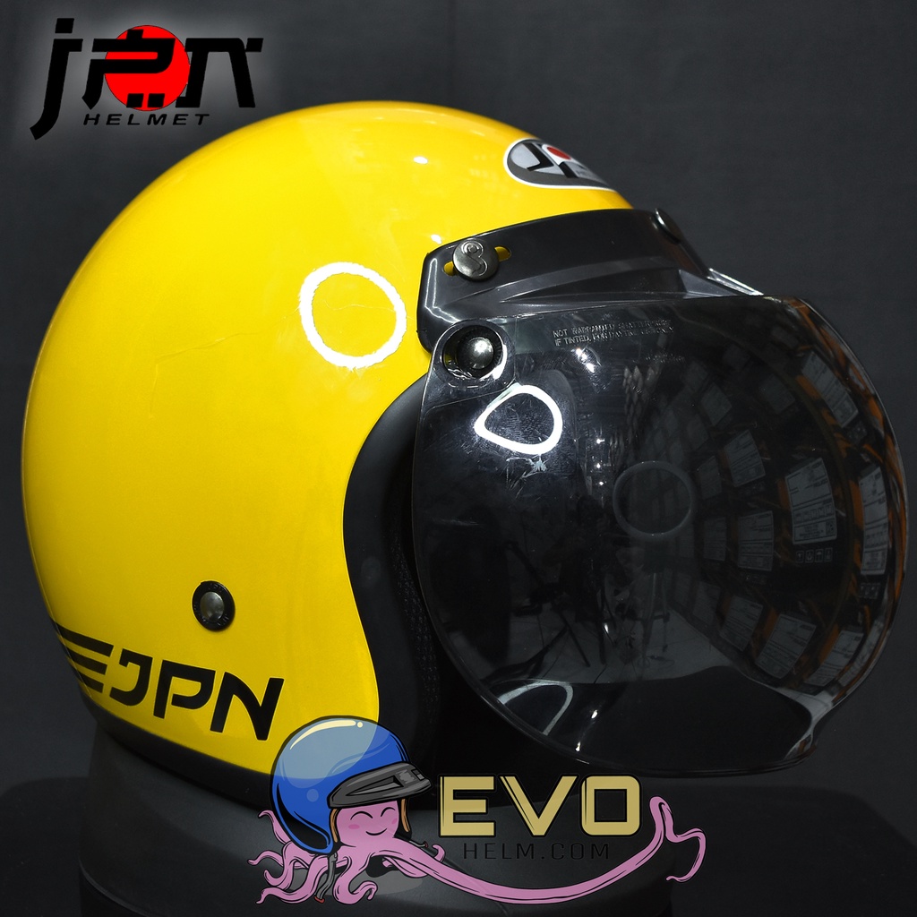 Helm JPN Kaca Cembung Original SNI Bogo Retro - HELM JPN GARIS CLASSIC VISOR INJAK