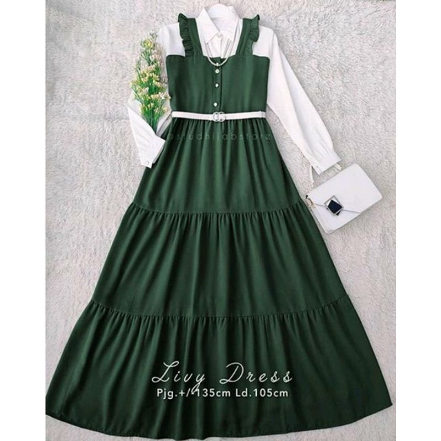 MAS - Livy Dress LIVY Dress Overall Baju Gamis Atasan Cewek Terbaru Livy Dress Gamis Remaja Kekinian