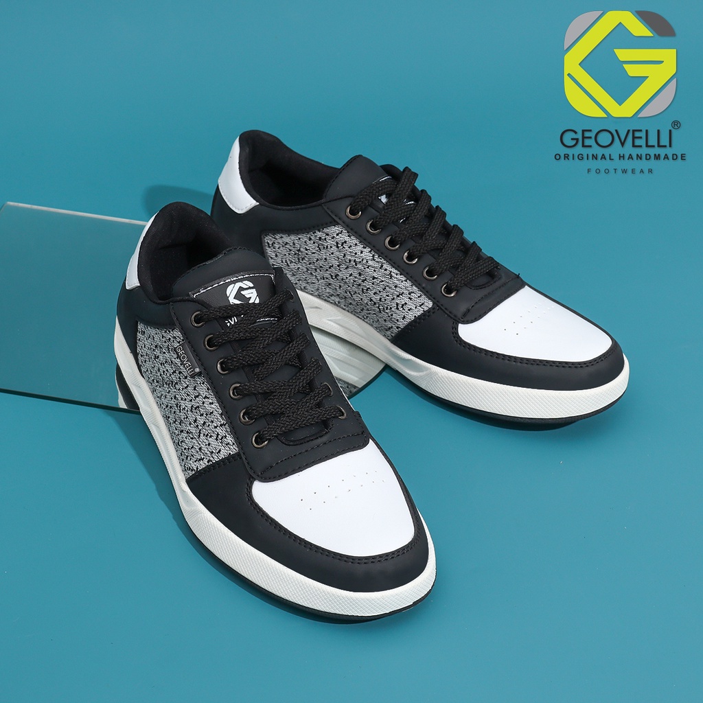 Sepatu Sneakers Pria Terbaru Brand Geovelli Warna Full White Bahan Premium High Quality 39 - 44