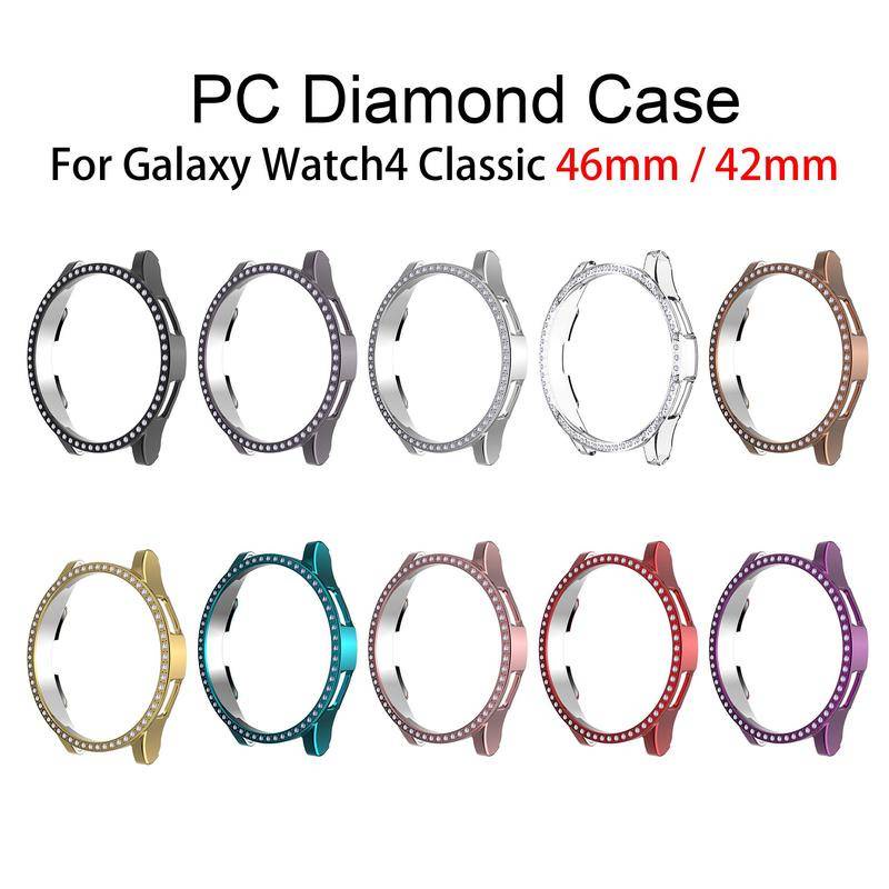 Case Bumper Pelindung Bahan Kulit PC Ukuran 40mm 44mm Untuk Samsung Galaxy Watch 4 Classic 42mm 46mm