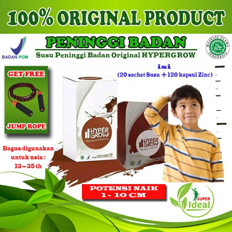 

HYPERGROW | Peninggi Badan | 13-35th | TERBUKTI AMPUH | 20susu+120zinc | ORIGINAL
