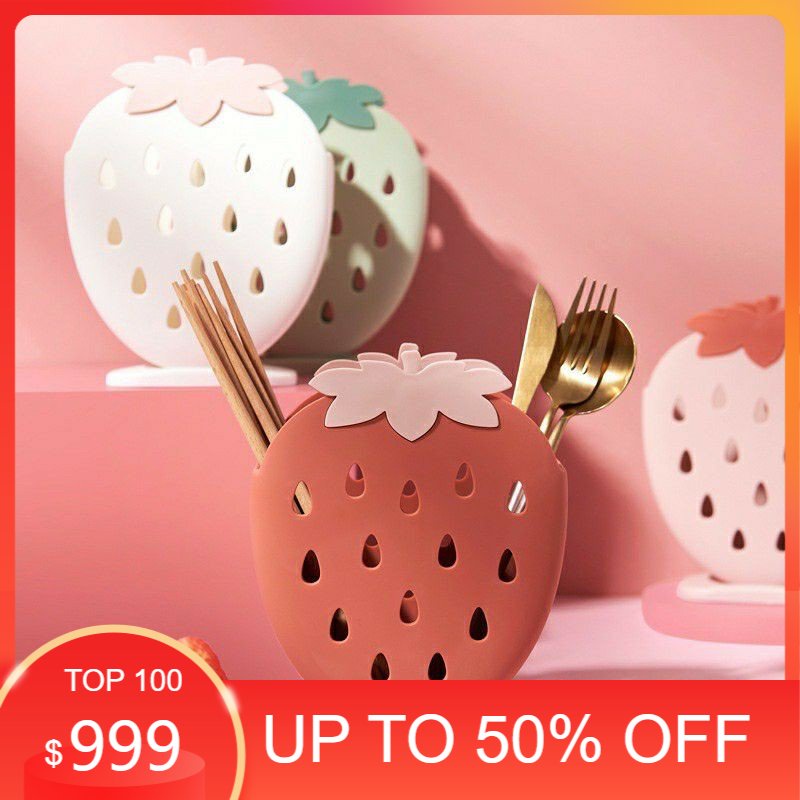 

100 TEMPAT TIRISAN SENDOK GARPU SERBAGUNA PENSIL PULPEN BENTUK STRAWBERRY