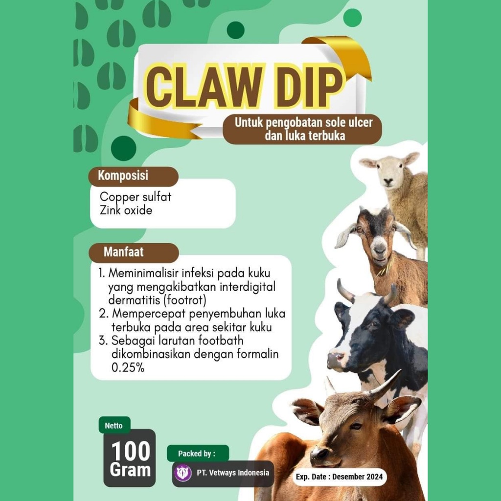 CLAW DIP 100% Ori | Obat Kuku Sapi PMK, Pincang Bernanah Infeksi Kuku dan Luka Terbuka Sapi PMK | Apoternak