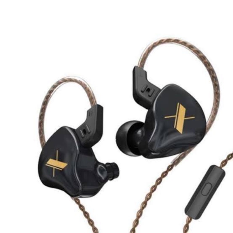 KZ EDX with Mic Earphones Dynamic Driver HIFI Bass In Ear Monitor-Hitam