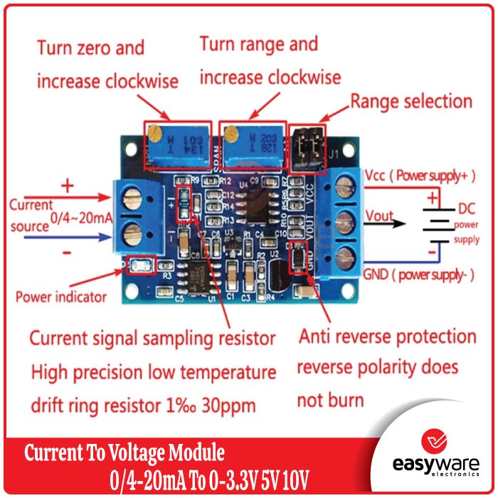 Current to Voltage module 0-20mA 4 -20mA to 0-3.3V0-5V0-10V